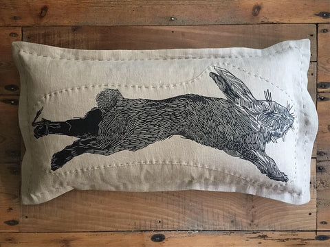 Patched poacher’s cushion - ‘Hare’ - Made to Order