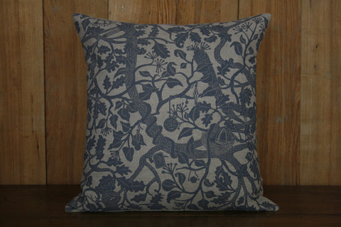 'Treasure Tree' block-printed linen cushion - Made to Order