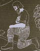 ‘Ode to the Ash’ hand-printed linen in Elizabethan ochre