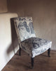 Napoleon III slipper chair in ‘Bloodlines’ hand-printed linen
