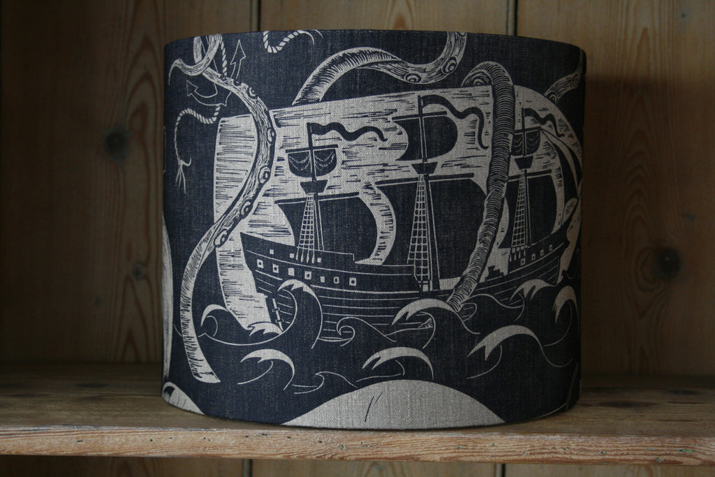 'Ship in a Battle' drum lampshade