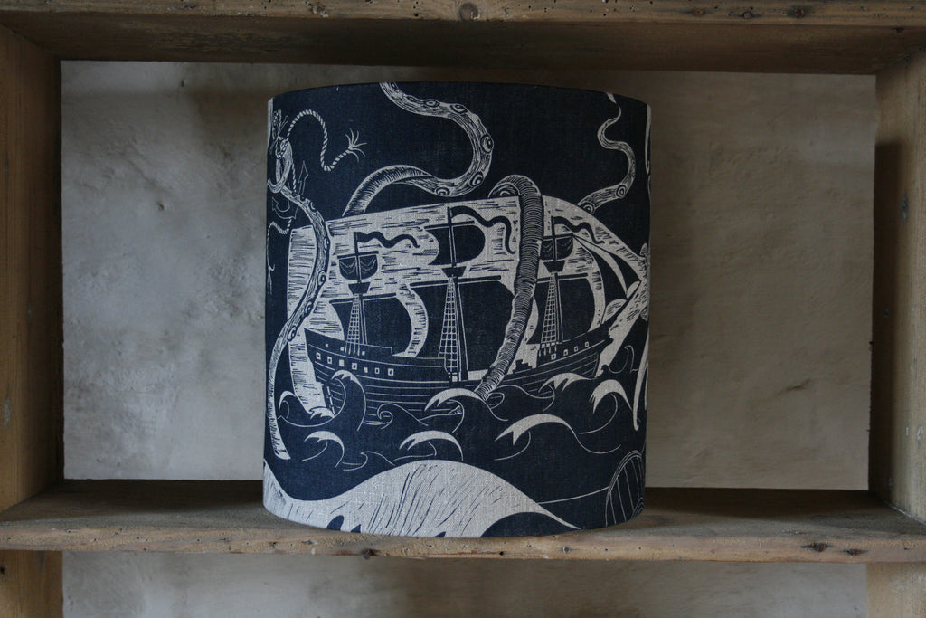 'Ship in a Battle' drum lampshade